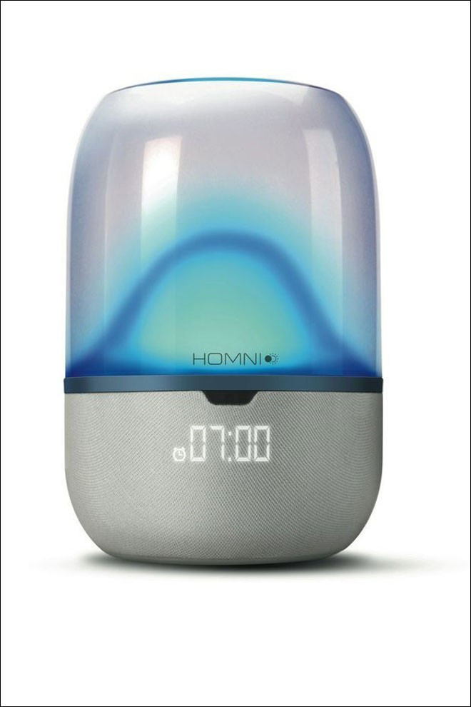 Kết nối với giường, đèn ngủ Homni đo nhiệt độ, độ ẩm, độ sáng và phân tích môi trường âm thanh trong phòng ngủ nhờ các cảm biến.