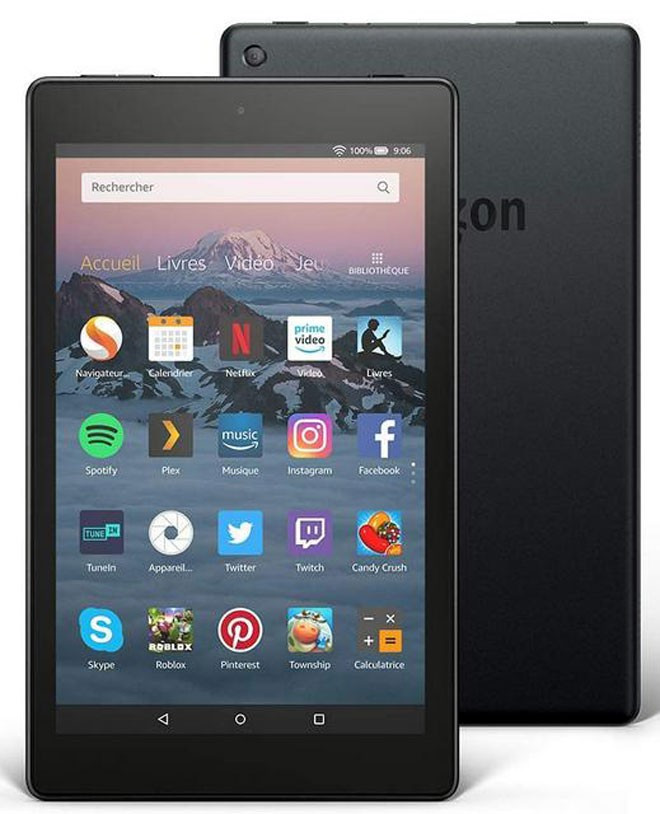 Amazon Fire HD 8 được bổ sung camera trước chất lượng có khả năng quay 720px, khe cắm thẻ CarteSD hỗ trợ dung lượng lên tới 400 GB, trợ lí cá nhân Alexa./.