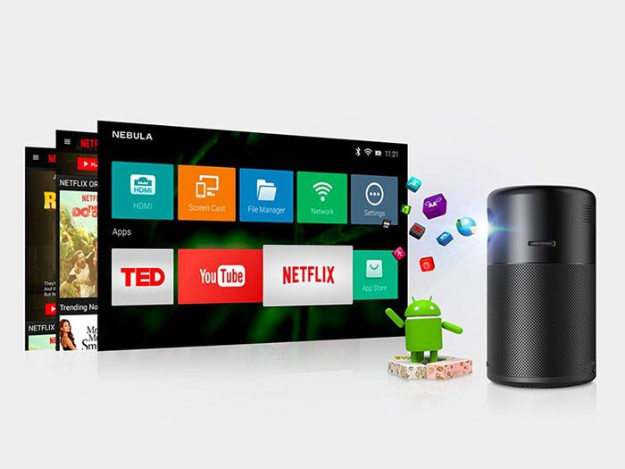  9. Máy chiếu mini: Máy chiếu mini thông minh Nebula Capsule hiện có giá 299,99 USD (khoảng 6,9 triệu đồng) trên Amazon. Sau khi tải xuống ứng dụng Nebula, điện thoại của bạn sẽ trở thành một chiếc điều khiển TV cho máy chiếu mini chất lượng cao này. Máy chiếu khả dụng với Android 7.1 và có thể lưu trữ các ứng dụng phát trực tuyến như YouTube và Netflix. 