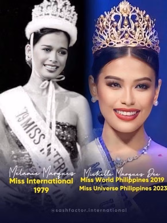 Sau nhiều thập kỷ hậu đăng quang, Melanie Marquez gây chú ý với vẻ ngoài quyền lực, sang trọng. Nhan sắc đã lộ nhiều dấu hiệu lão hóa nhưng bà vẫn có phong cách thời trang ấn tượng, đứng cạnh con gái Tân Hoa hậu càng chứng minh gia đình đúng là có gen mỹ nhân di truyền.