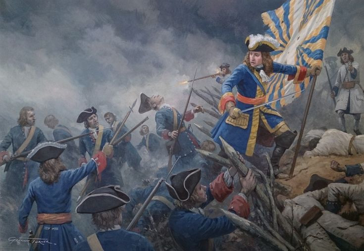  2. Một liên quân hùng mạnh chống lại Pháp. Liên quân do Công tước Marlborough của Anh và Hoàng tử Eugene của Áo chỉ huy gồm binh lính Anh, Hà Lan, Áo và Phổ, đối đầu với quân đội Pháp dưới sự chỉ huy của Thống chế Villars. Ảnh: Pinterest.