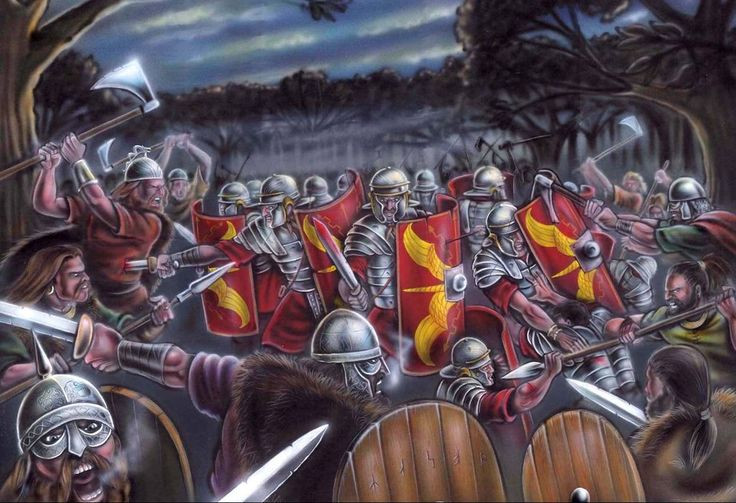  4. Ba quân đoàn La Mã bị xóa sổ hoàn toàn. Các quân đoàn XVII, XVIII và XIX của La Mã đã bị tiêu diệt hoàn toàn, gần như toàn bộ binh lính bị giết hoặc bắt làm nô lệ. Đây là một trong những tổn thất quân sự lớn nhất trong lịch sử La Mã. Ảnh: Pinterest.