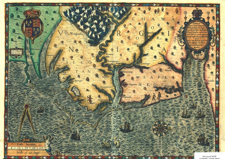  7. Một bản đồ cổ có thể đã ẩn chứa manh mối. Vào năm 2012, các nhà nghiên cứu phát hiện một ký hiệu ẩn trên bản đồ của John White, có thể cho thấy nơi những người Roanoke đã di cư đến, nhưng vẫn chưa có bằng chứng rõ ràng về điều này. Ảnh: Pinterest.