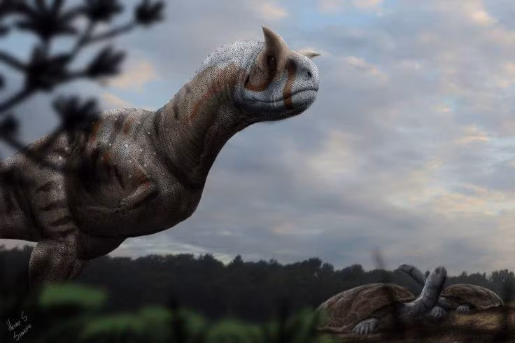  7. Sống vào cuối kỷ Phấn Trắng. Carnotaurus tồn tại khoảng 70 triệu năm trước, trong thời kỳ mà nhiều loài khủng long lớn đang thống trị Trái Đất. Ảnh: Pinterest.