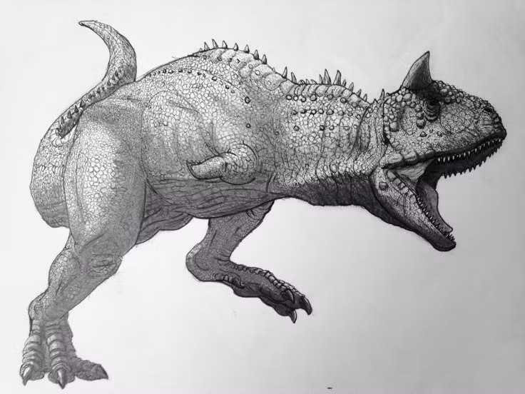  3. Có cặp sừng đặc trưng trên đầu. Carnotaurus là một trong số ít khủng long ăn thịt có sừng, khiến nó trở nên dễ nhận biết và có thể dùng sừng để chiến đấu với đồng loại. Ảnh: Pinterest.