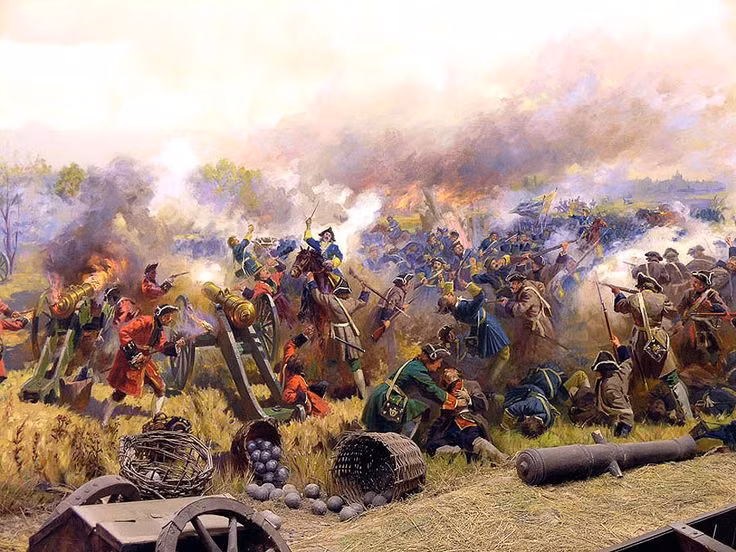  6. Đánh dấu sự suy tàn của Đế quốc Thụy Điển. Trận Poltava kết thúc với thất bại nặng nề của quân đội Thụy Điển, chấm dứt vị thế bá chủ của họ tại châu Âu và mở đường cho Đế quốc Nga vươn lên thành cường quốc. Ảnh: Pinterest.