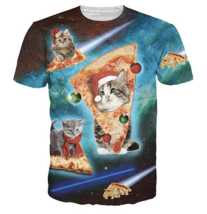 hi đứa bạn thân không thể lựa chọn thích cái gì, pizza, con mèo hay cái áo, cách tốt nhất là trộn tất cả lại như thế này.