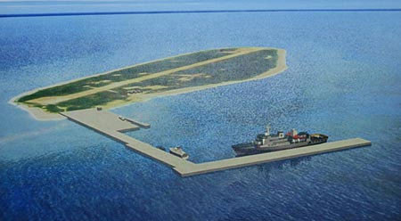 Hình đồ họa của bến tàu tương lai do Đài Loan xây dựng trái phép trên đảo Ba Bình.
