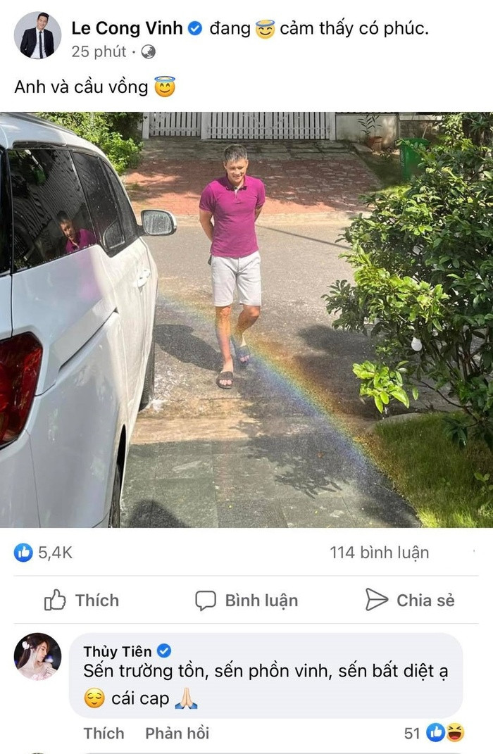 Công Vinh đăng ảnh đời thường, Thuỷ Tiên liền vào phán vội một câu Cong Vinh dang anh doi thuong, Thuy Tien lien vao phan voi mot cau