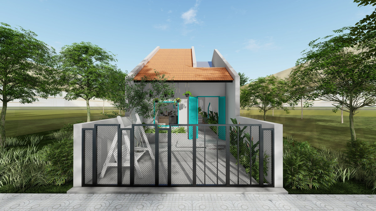 Nhà cấp 4 mái dốc sở hữu không gian thoáng đãng - Hình 3 Nha cap 4 mai doc so huu khong gian thoang dang-Hinh-3