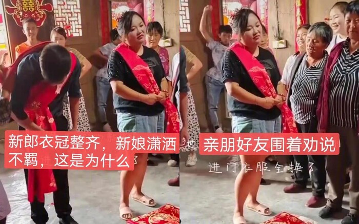 Cô dâu mặc quần đùi, mang dép lê ra làm lễ Co dau mac quan dui, mang dep le ra lam le