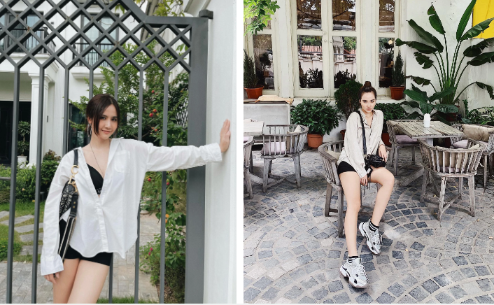 Huyen Lizzie va Phanh Lee co gu mac ao so mi trai nguoc-Hinh-2