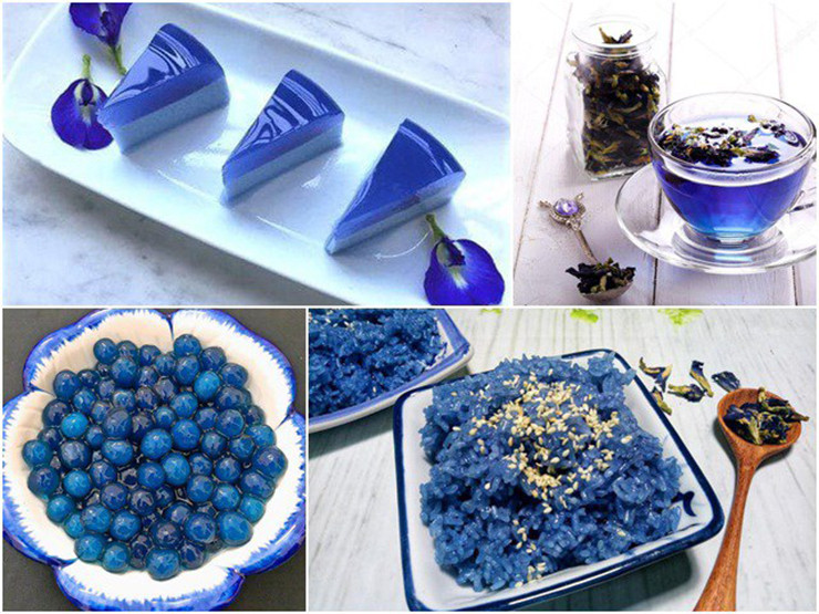 Loại hoa này màu xanh tím tạo màu cho các món vừa đẹp mắt lại an toàn, không lo có phẩm màu nên được các chị em ưa chuộng