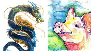  4. Lợn và Rồng. Ngũ hành của con rồng thuộc thổ và đứng đầu trong tứ thư, còn ngũ hành của con lợn thuộc thủy. 