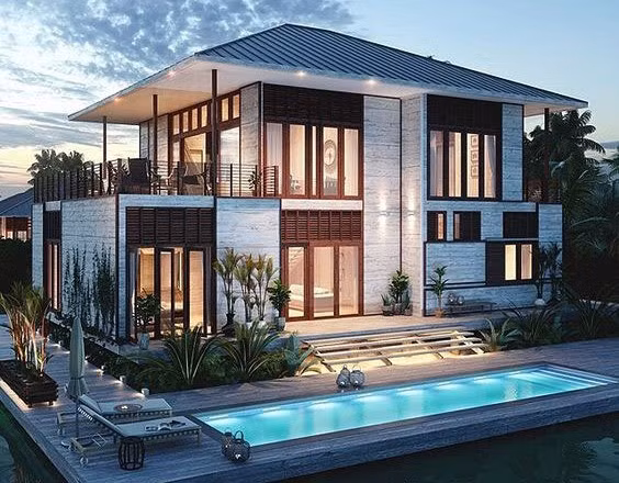 Mau nha vuon 2 tang o nong thon yen binh, chim hot riu rit-Hinh-2