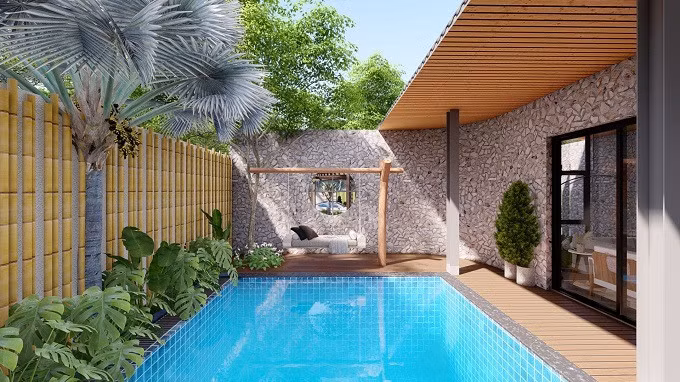 Mau nha vuon 2 tang o nong thon yen binh, chim hot riu rit-Hinh-4