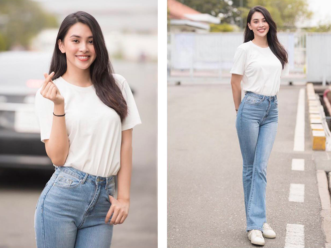 ##s###Khi tham gia một chương trình hiến máu nhân đạo, Hoa hậu Tiểu Vy chủ động chọn áo phông trắng trơn kết hợp với quần jeans ống loe, phối thêm với sneaker cùng màu áo vừa trẻ trung, giản dị lại rất phù hợp với sự kiện mà cô nàng tham gia