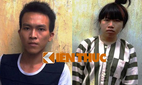 Hai đối tượng chủ mưu vụ bắt cóc: Lê Minh Hiếu và Huỳnh Thị Bích Vân tại CQĐT công an quận Thủ Đức.