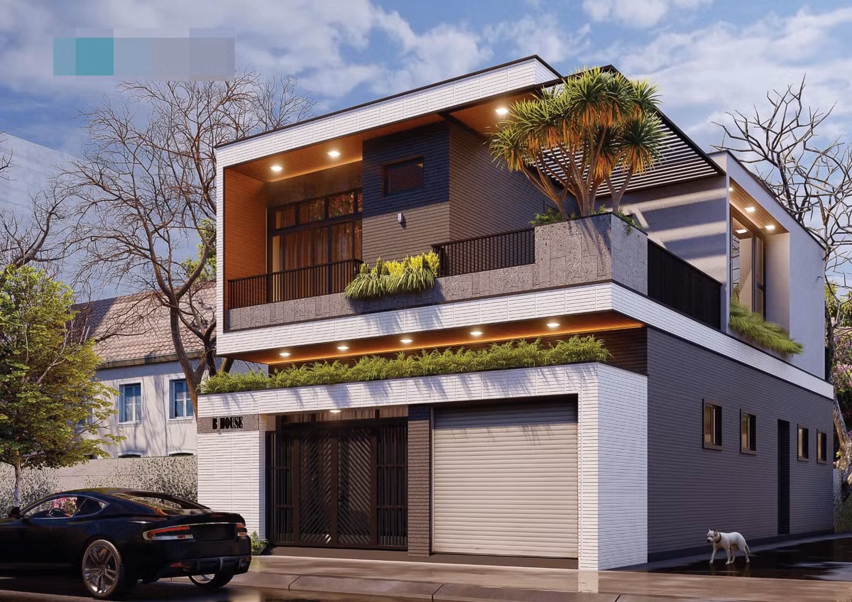 Ngôi nhà thu hút mọi ánh nhìn của mọi người với phần thiết kế mặt tiền độc đáo, sáng tạo và bắt mắt. Nhà phố 2 tầng được thiết kế những đường nét trang trí đơn giản, tránh sự cầu kỳ, rườm rà.