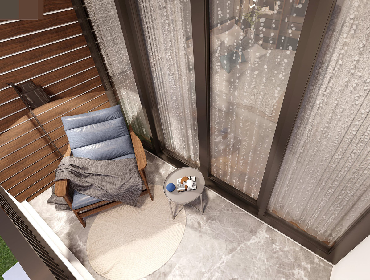 Góc thư giãn, uống trà bên ban công trong lành ở thành phố ngàn hoa. "Tổng thể công trình có thể không quá cầu kỳ nhưng tạo ấn tượng ngay từ cái nhìn đầu tiên và tạo cảm giác thư thái, bình yên khi bước vào bên trong - đó là mục đích tôi hướng đến", kiến trúc sư Phan Hiển nói.