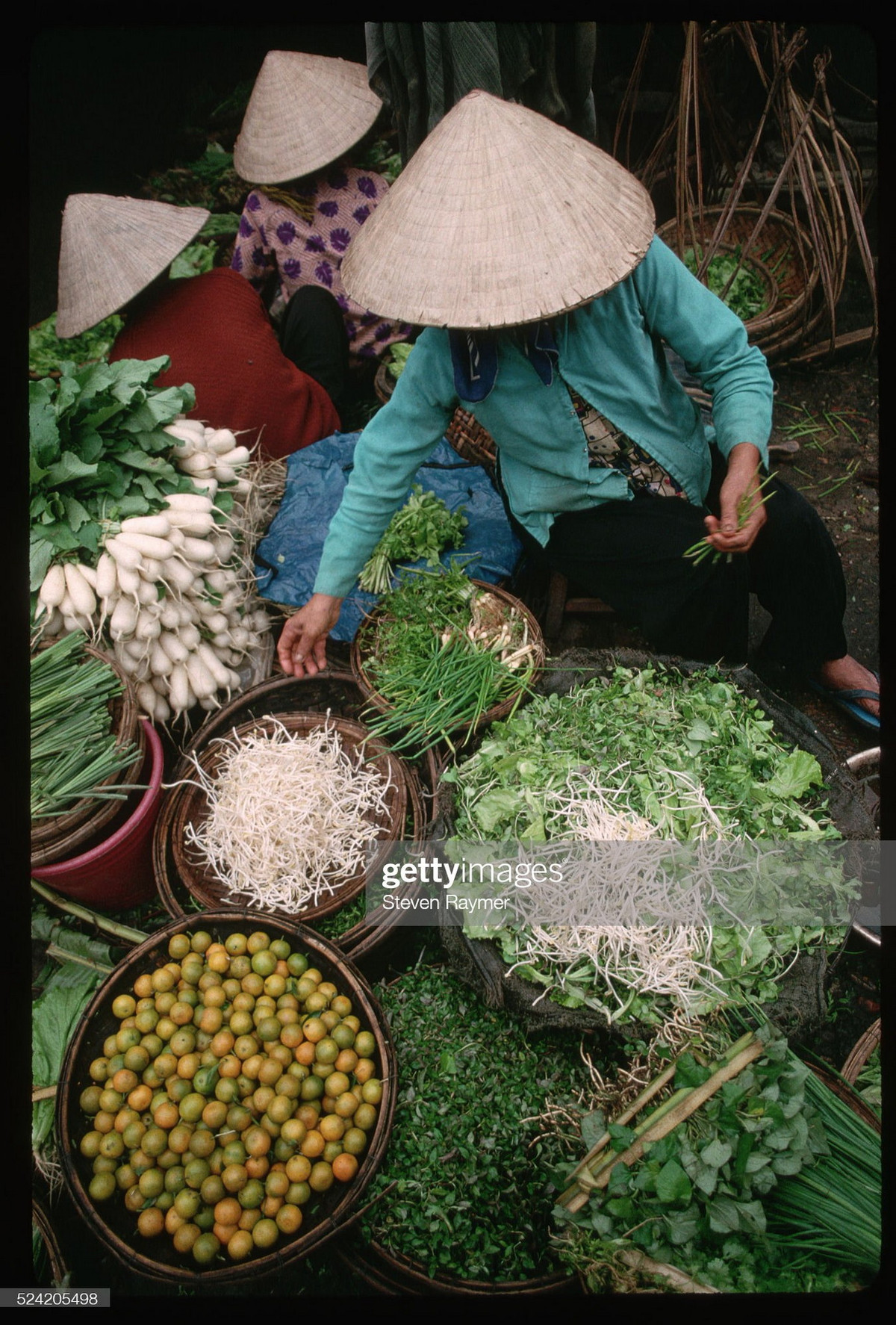 Một gánh hàng rau củ quả ở chợ Hội An, 1994.