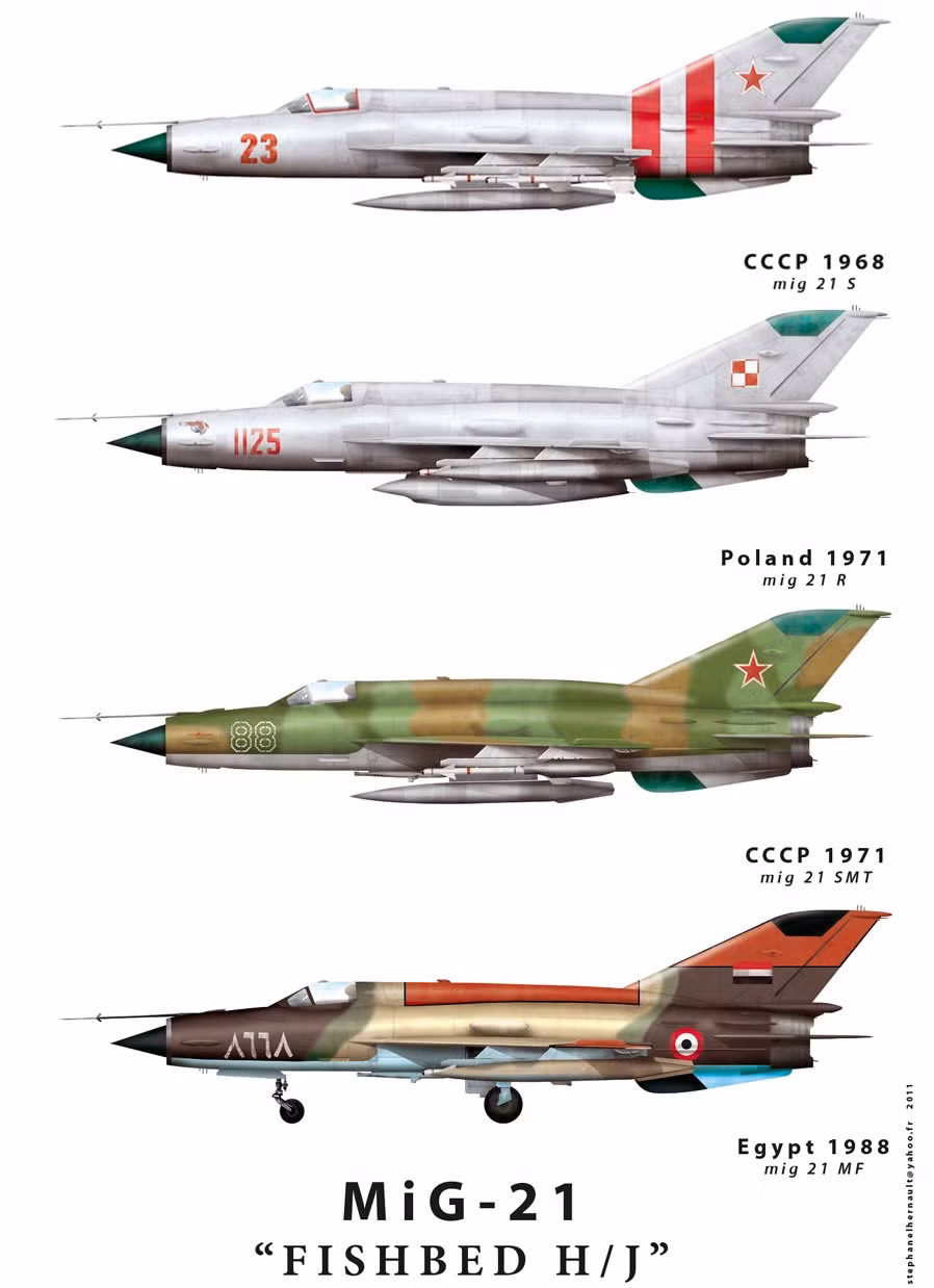 Thế hệ MiG-21 thứ ba sản xuất trong giai đoạn 1968-1972 (đinh danh của NATO là Fishbed-H/J): gồm có MiG-21S, MiG-21M, MiG-21I , MiG-21K, MiG-21Sh, MiG-21SM, MiG-21MF, MiG-21DF, MiG-21SMT…
