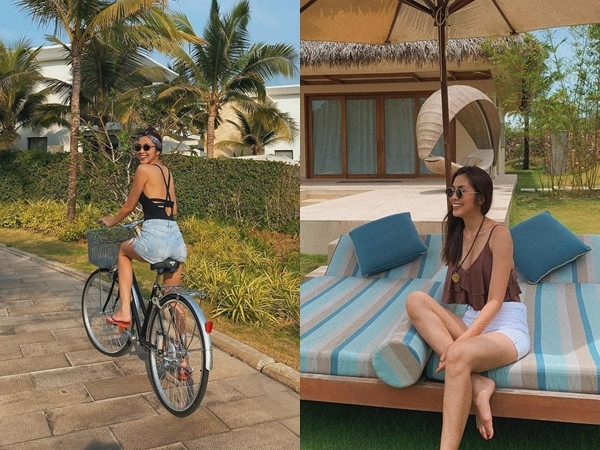 Trong những chuyến du lịch, Tăng Thanh Hà gây bất ngờ với những chiếc áo dây cut-out và quần soóc ngắn khỏe khoắn. Phong cách thời trang kiểu latin khiến cô trông phóng khoáng và trẻ trung mang đậm cá tính của những cô nàng da màu nóng bỏng.