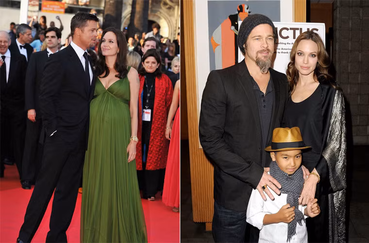 Năm 2008, Angie ôm bụng bầu hai bé sinh đôi Knox và Vivienne cùng Brad sánh bước trên thảm đỏ LHP Cannes. Năm 2009, hai ngôi sao được báo giới quan tâm với hình ảnh một gia đình hạnh phúc khi đưa cậu con trai Maddox đi dự buổi công chiếu "Invictus" ở Los Angeles.