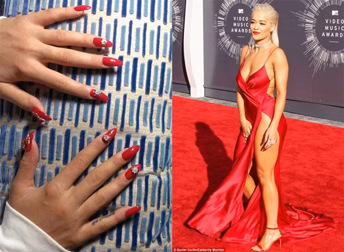 Nữ ca sĩ Rita Ora đã bỏ ra 56.000 USD (hơn 1 tỷ đồng) để sơn sửa bộ móng tay trước khi tới dự lễ trao giải MTV VMA. Sở dĩ bộ móng tay của ngôi sao 23 tuổi đắt như vậy bởi nó được gắn 6 viên kim cương hình con nhện và hình nơ.