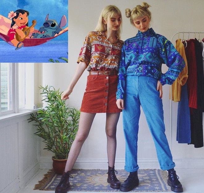 Cap chi em noi tieng nho bat chuoc nhan vat hoat hinh