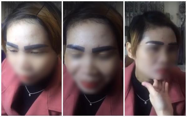 Chỉ vì ham của rẻ và được thợ kém tay nghề thực hiện mà "chị gái" này đã có cơ hội sở hữu bộ lông mày chẳng kém gì hai con đỉa trâu dính lên mặt.