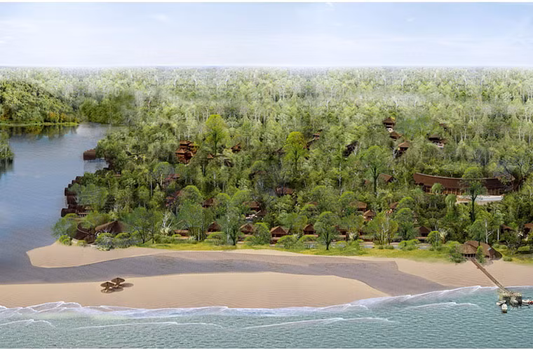 Dự án khu nghỉ dưỡng phức hợp này được kiến trúc sư nổi tiếng Võ Trọng Nghĩa thiết kế với các vật liệu chính là tre, đá, gỗ và các vật liệu tự nhiên khác.