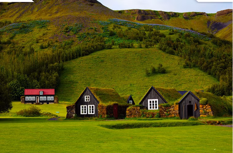 Những ngôi nhà mái cỏ này hiện được bảo tồn ở Iceland.