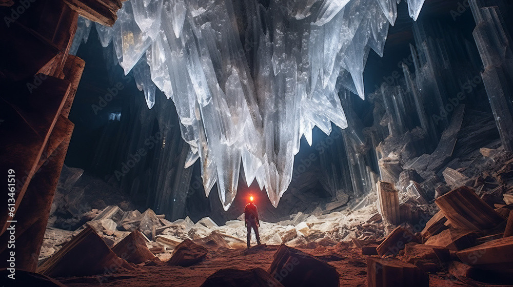 Khi phát hiện, hai anh em thợ mỏ là Juan và Pedro Sanchez phải sững sờ thốt lên trước vẻ đẹp kỳ ảo của nó. Những tinh thể selene màu trắng sữa khổng lồ, lấp đầy hang động và nhô lên cao nhọn từ mọi hướng. Hàng trăm khối pha lê lấp lánh khổng lồ, vài khối cao hơn 11 mét và nặng tới 55 tấn. Ảnh: Adobe Stock