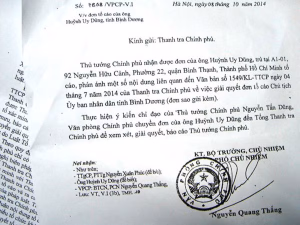 Công văn của Văn phòng Chính phủ về vụ việc trên.