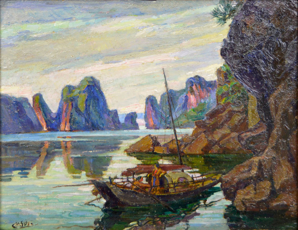 Vịnh Hạ Long. Tranh của Gustave Martinien Salgé, khoảng năm 1910.