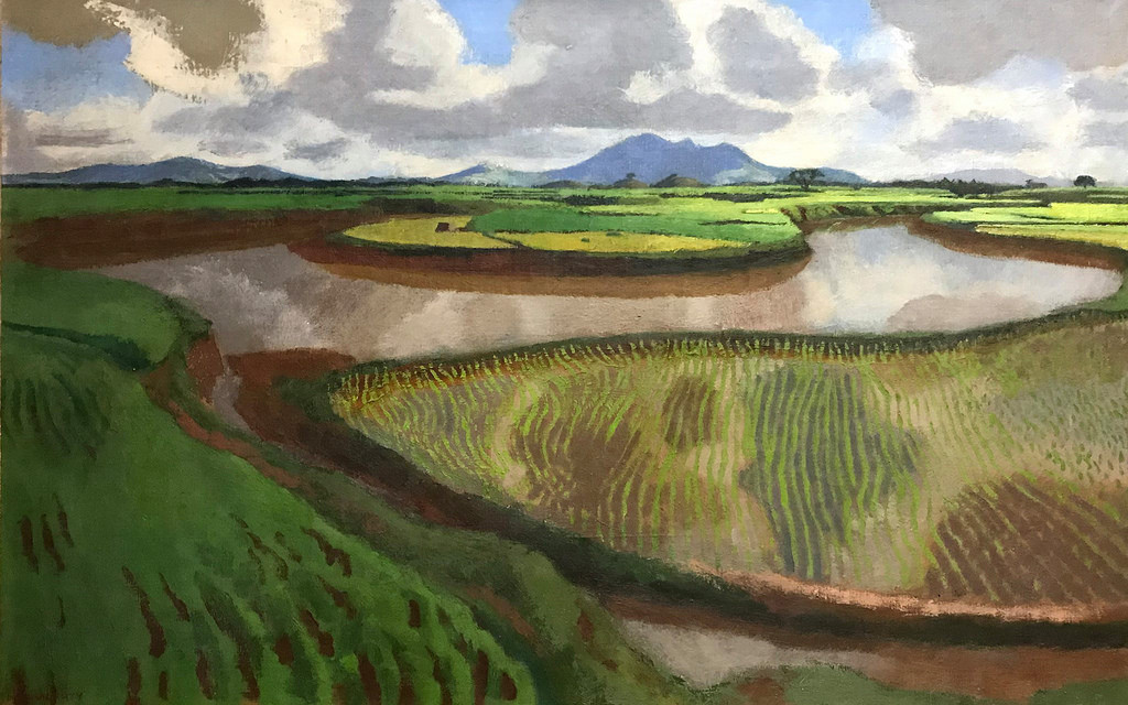 Ruộng lúa ở đồng bằng Bắc Bộ. Tranh của Joseph Inguimberty, khoảng năm 1928.
