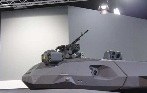 Cận cảnh tháp pháo của PL-01 được tích hợp nhiều khí tài trinh sát tối tân, trang bị giá điều khiển vũ khí tự động lắp súng 7,62mm.