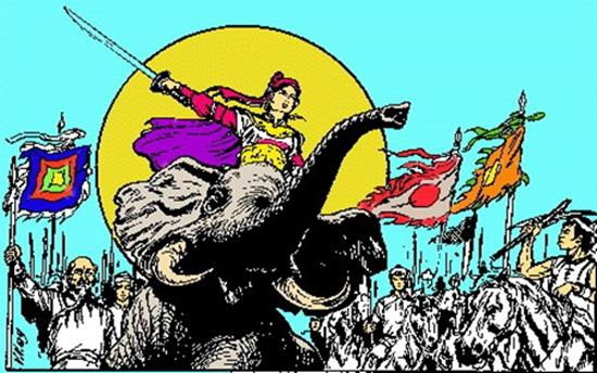 Theo Sách “Lịch sử Việt Nam”, năm 248, Bà Triệu cùng anh là Triệu Quốc Đạt tập hợp những nghĩa sĩ trên đỉnh núi Nưa, mài gươm, luyện võ, chuẩn bị khởi nghĩa, chống lại nhà Ngô xâm lược. Nhân dân tôn vinh Bà là Nhụy Kiều tướng quân (vị tướng yêu kiều) và Lệ Hải Bà vương (Vua Bà ở vùng biển mỹ lệ).