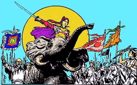 Theo Sách “Lịch sử Việt Nam”, năm 248, Bà Triệu cùng anh là Triệu Quốc Đạt tập hợp những nghĩa sĩ trên đỉnh núi Nưa, mài gươm, luyện võ, chuẩn bị khởi nghĩa, chống lại nhà Ngô xâm lược. Nhân dân tôn vinh Bà là Nhụy Kiều tướng quân (vị tướng yêu kiều) và Lệ Hải Bà vương (Vua Bà ở vùng biển mỹ lệ).