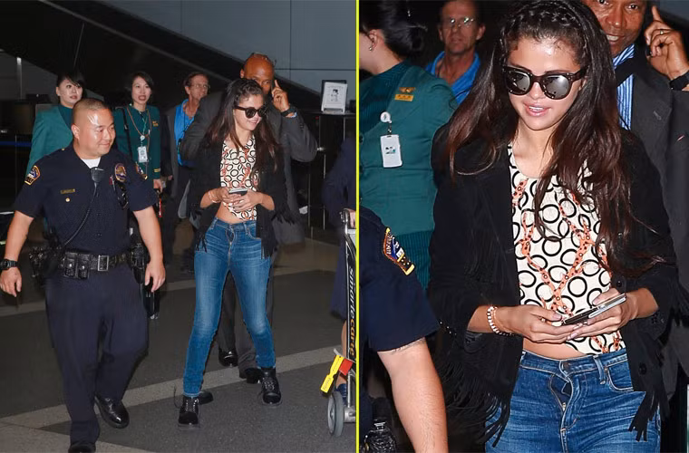 Sự xuất hiện của nữ ca sĩ thu hút được rất nhiều sự chú ý của những người có mặt tại sân bay, và rất đông cánh paparazzi.