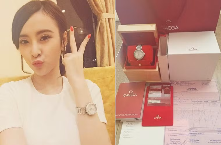 Mới đây, trên trang cá nhân của mình, Angela Phương Trinh đăng tải bức hình khoe chiếc đồng hồ mới tậu. Cô cũng đăng kèm hóa đơn của chiếc đồng hồ hàng hiệu này như một cách khẳng định món đồ hiệu này là đồ thật và giá của nó là 387 triệu đồng.