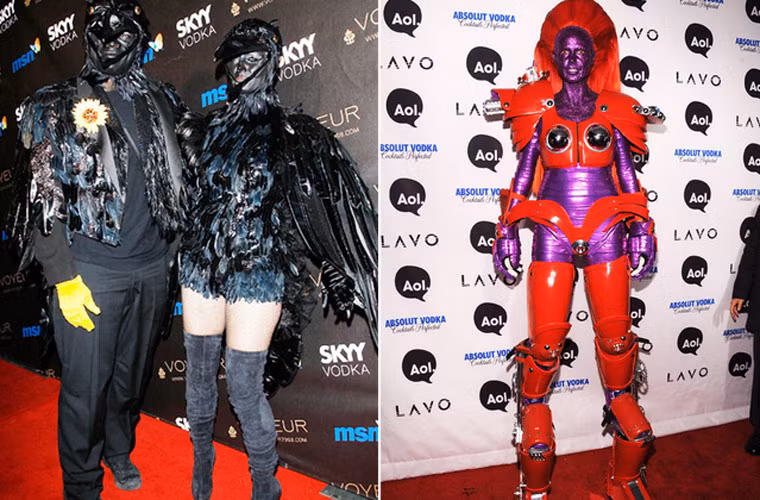 Năm 2009, hai vợ chồng Heidi Klum và Seal biến thành hai con quạ đen xì. Năm sau đó, bà mẹ 4 con lại gây chú ý với bộ dạng một con robot khổng lồ đầy màu sắc.