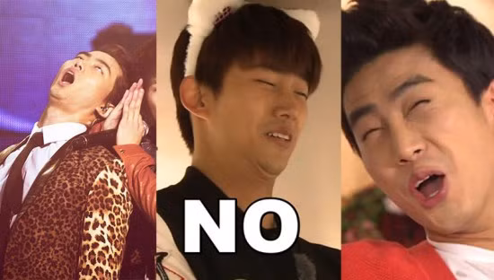 Taecyeon nhóm 2PM khiến fan cười lăn với những kiểu nhắm mắt há miệng nực cười của anh.