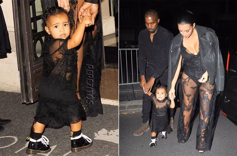 Còn trong show thời trang Givenchy, Nori lại diện cho chiếc váy ren xuyên thấu, cùng style với mẹ.