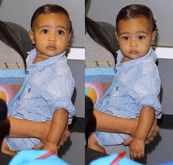 Cô bé rất phong cách với chiếc váy bò áo sơ mi.