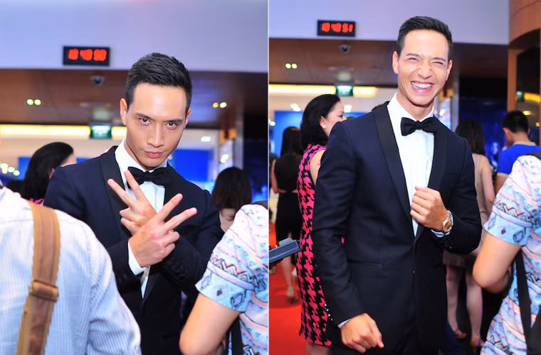 Kim Lý tạo dáng "ngầu" của Tùng Hero trong phim. Tuy nhiên, trong đời thực anh là người rất hay cười.