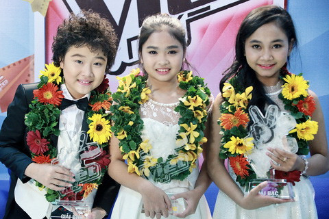 Ba gương mặt của đêm chung kết (từ trái qua): Hoàng Anh, Thiện Nhân và Thiên Nhâm.