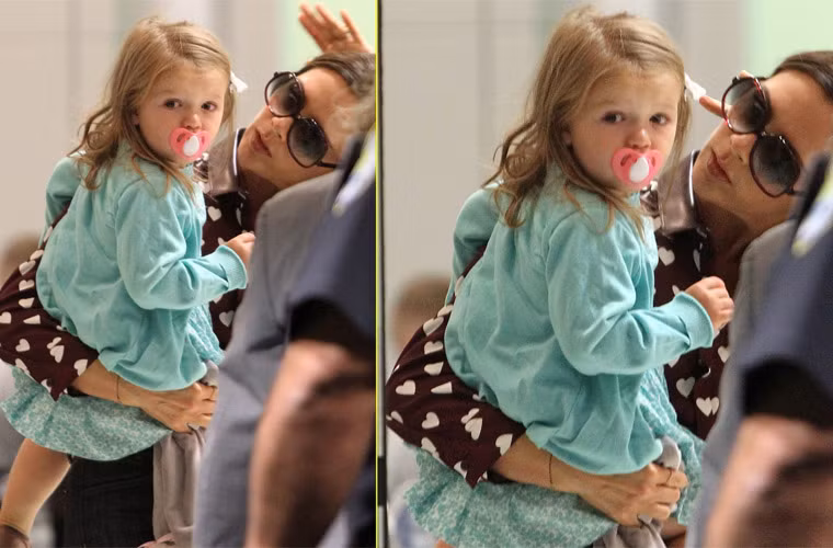 Dù đi với bố hay với mẹ, vật bất ly thân của Harper là cái núm ti giả.