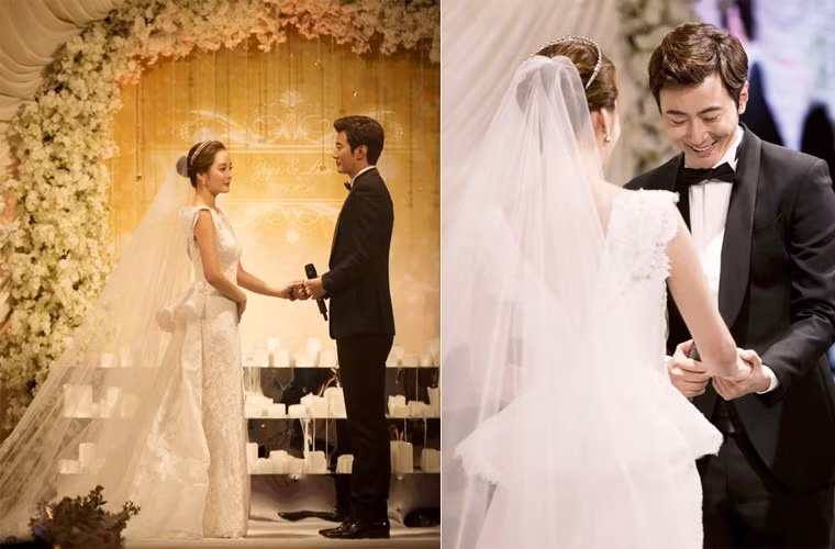 Trong đám cưới ở Trung Quốc, sau khi làm nghi thức truyền thống, cô dâu 35 tuổi và chú rể 33 tuổi đã thay trang phục váy cưới trắng và vest đen để tiếp tục tiệc cưới ở hội trường.